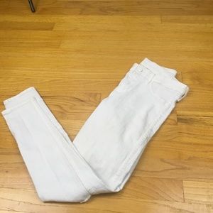 H&M White Skinny Jeans Distressed Ripped 27
